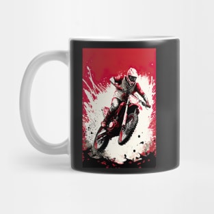 Dirt Bike With Red and Black Paint Splash Design Mug